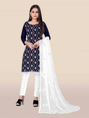 Navy-blue embroidered cotton salwar 1