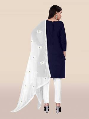 Navy-blue embroidered cotton salwar 2