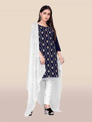 Navy-blue embroidered cotton salwar 3