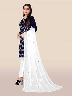 Navy-blue embroidered cotton salwar 4