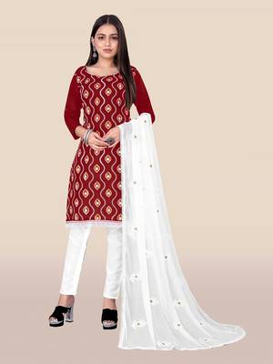 Red embroidered cotton salwar 1