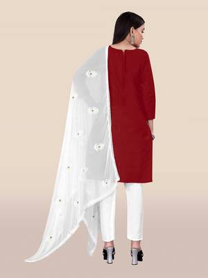 Red embroidered cotton salwar 2