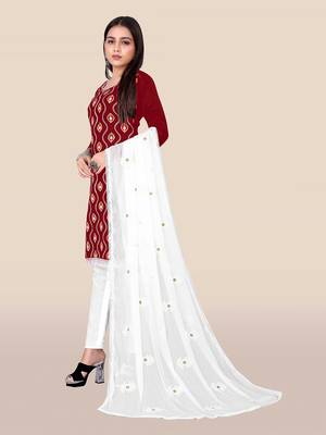 Red embroidered cotton salwar 3