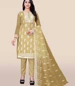 Beige embroidered organza salwar