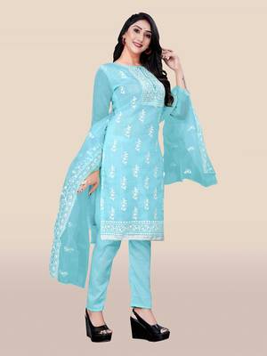 Blue embroidered organza salwar 4