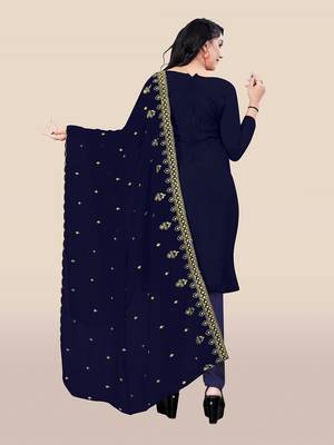 Navy-blue embroidered georgette salwar 2