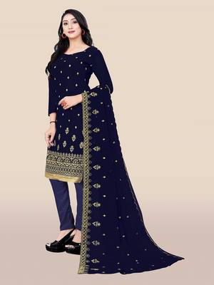 Navy-blue embroidered georgette salwar 3