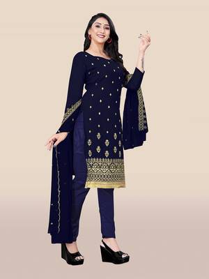 Navy-blue embroidered georgette salwar 4
