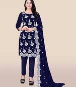 Navy-blue embroidered georgette salwar