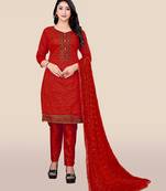Red embroidered chanderi salwar