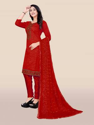 Red embroidered chanderi salwar 3
