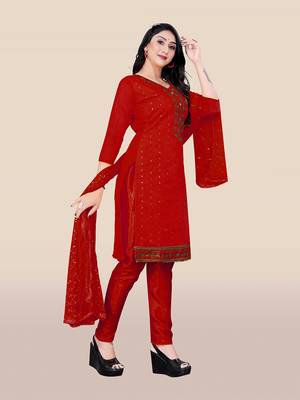 Red embroidered chanderi salwar 4