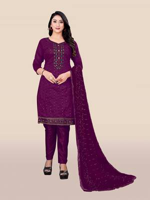 Wine embroidered chanderi salwar 1