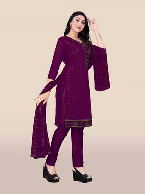Wine embroidered chanderi salwar 4