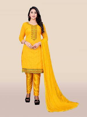 Yellow embroidered chanderi salwar 1