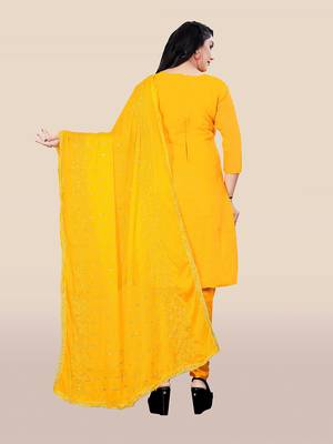 Yellow embroidered chanderi salwar 2