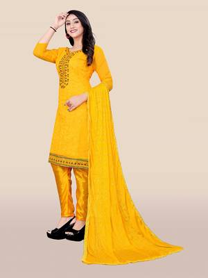 Yellow embroidered chanderi salwar 3
