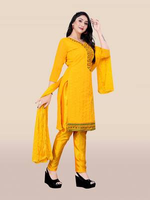 Yellow embroidered chanderi salwar 4