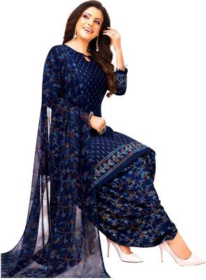 Blue printed crepe salwar 1