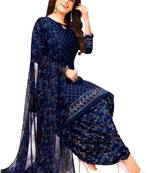Blue printed crepe salwar