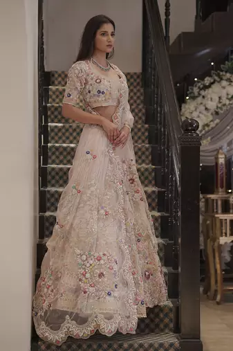 Blush Pink Heavily Hand Embellished Lehenga and Blouse