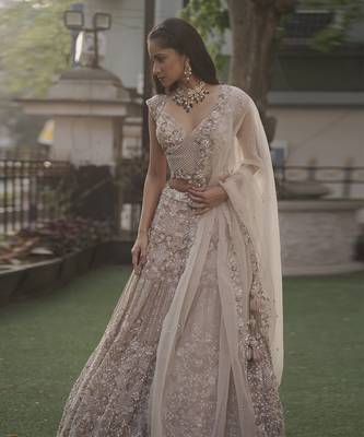 Peach Organza Lehenga 2