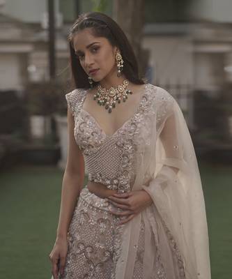 Peach Organza Lehenga 4