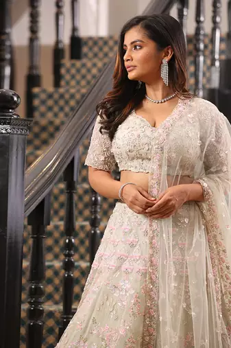 White Heavy Embellished Lehenga Set 