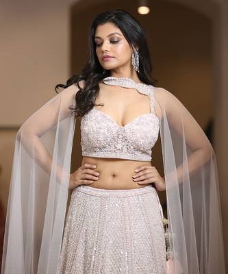 Pink Net Lehenga And Blouse  2