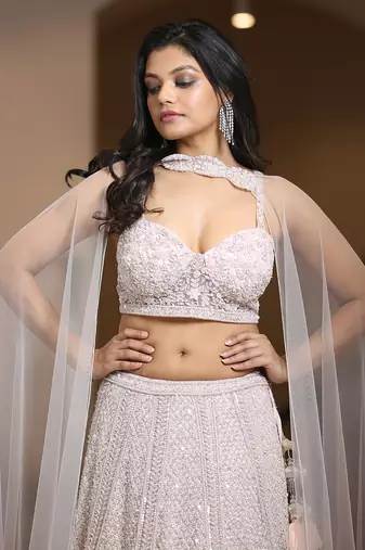 Pink Net Lehenga And Blouse 