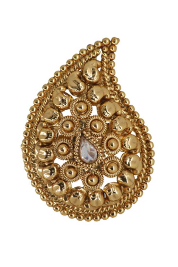 Over-sized gold mango shaped finger ring