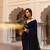 Blue embroidered velvet saree with blouse