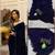 Blue embroidered velvet saree with blouse