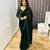 Green embroidered velvet saree with blouse