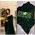 Green embroidered velvet saree with blouse