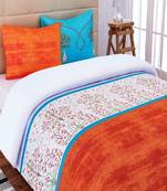 SEJ by Nisha Gupta Abstract Orange Cotton California King Bedsheet Set