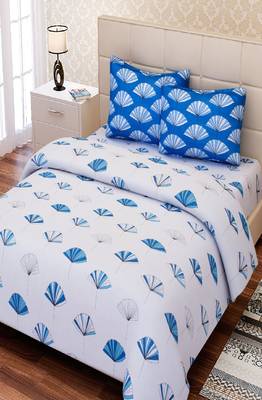 SEJ by Nisha Gupta Abstract Blue Cotton Double Bedsheet Set 1