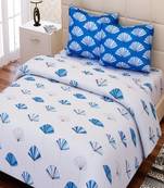 SEJ by Nisha Gupta Abstract Blue Cotton Double Bedsheet Set