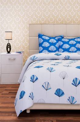 SEJ by Nisha Gupta Abstract Blue Cotton Double Bedsheet Set 2