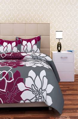 SEJ by Nisha Gupta Floral Grey Cotton Double Bedsheet Set 2