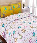 SEJ by Nisha Gupta Geometric Mustard Cotton Double Bedsheet Set