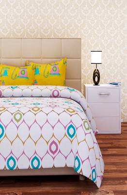 SEJ by Nisha Gupta Geometric Mustard Cotton Double Bedsheet Set 2