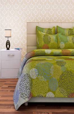 SEJ by Nisha Gupta Green Cotton Double Bedsheet Set 2