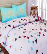 SEJ by Nisha Gupta Abstract White Cotton King Bedsheet Set