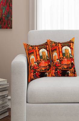 SEJ by Nisha Gupta Mughal Premium 16 by 16 cushion covers (Set of 2) 1