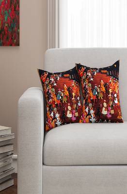 SEJ by Nisha Gupta Mughal Premium 16 by 16 cushion covers (Set of 2) 1