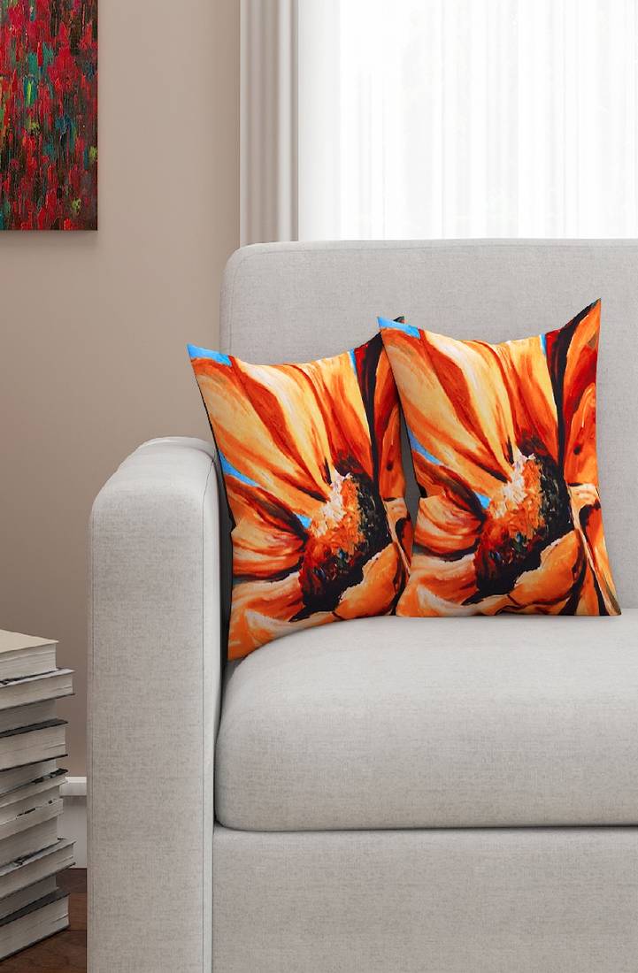 SEJ by Nisha Gupta Floral Premium 16 by 16 cushion covers (Set of 2)