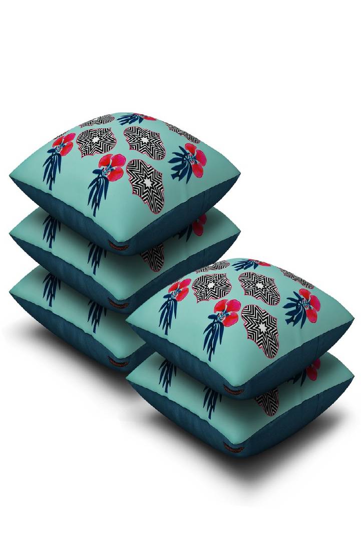 SEJ by Nisha Gupta Floral Premium 16 by 16 cushion covers (Set of 5)