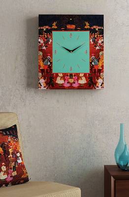 SEJ by Nisha Gupta Abstract Brown Framed  Analogue Wall clock 1