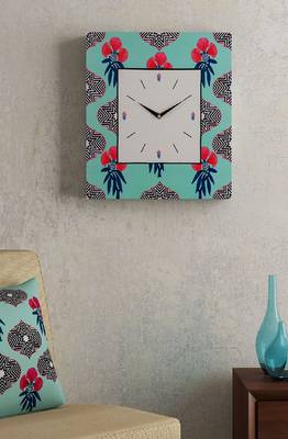 SEJ by Nisha Gupta Floral Blue Framed  Analogue Wall clock 1